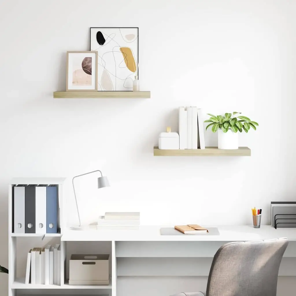 Floating Wall Shelves 2 Pieces Brown Display Shelf Storage Home Decor 60x23.5cm