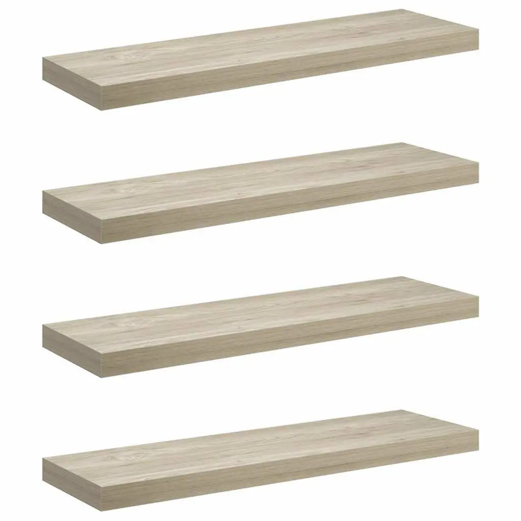 Floating Wall Shelves Home Storage 4 Piece Set Oak Brown Display Ledge