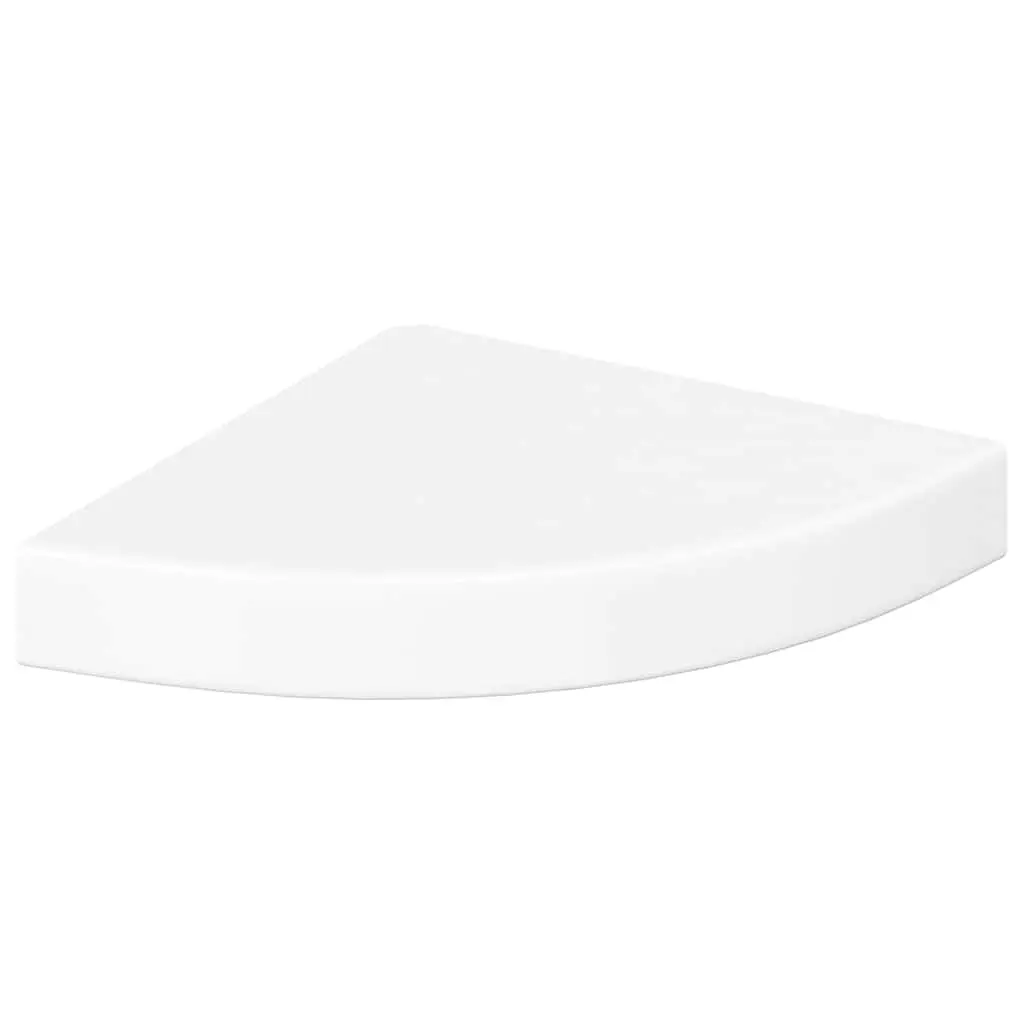 Floating Corner Wall Shelf for Home Decor 25 x 25 x 3.8 cm High Gloss White