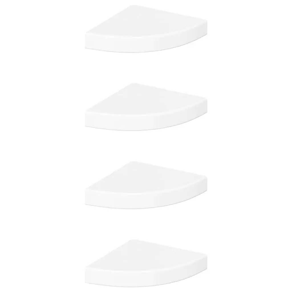 Floating Corner Shelves 4 pcs High Gloss White Wall Mount Display Storage
