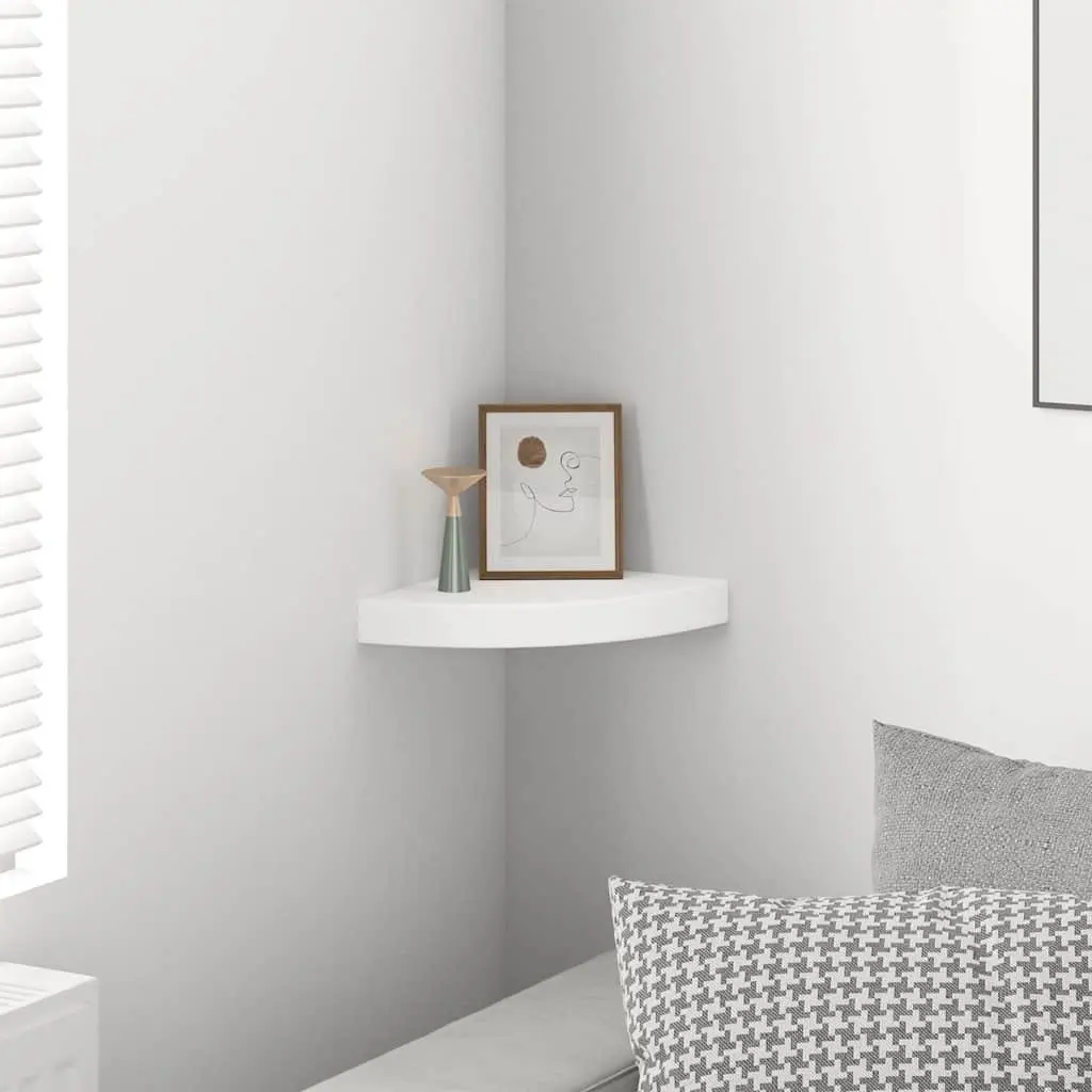 Floating Corner Wall Shelf White Display Storage Shelving Unit Home Decor