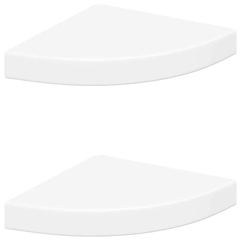 Floating Corner Wall Shelves for Home 25 x 25 x 3.8 cm 2 Piece White Display Ledge Storage Organiser