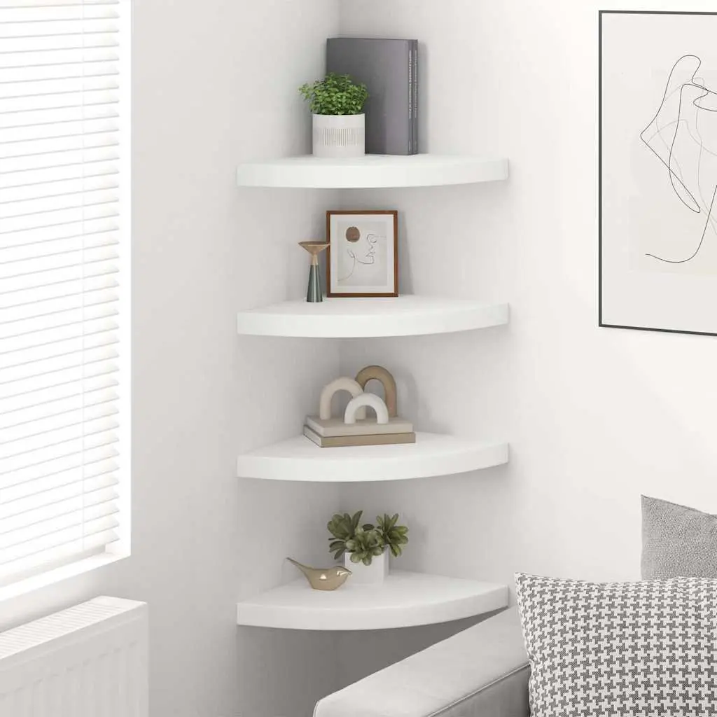 Floating Corner Shelves for Home 35x35x3.8 cm White 4 Piece