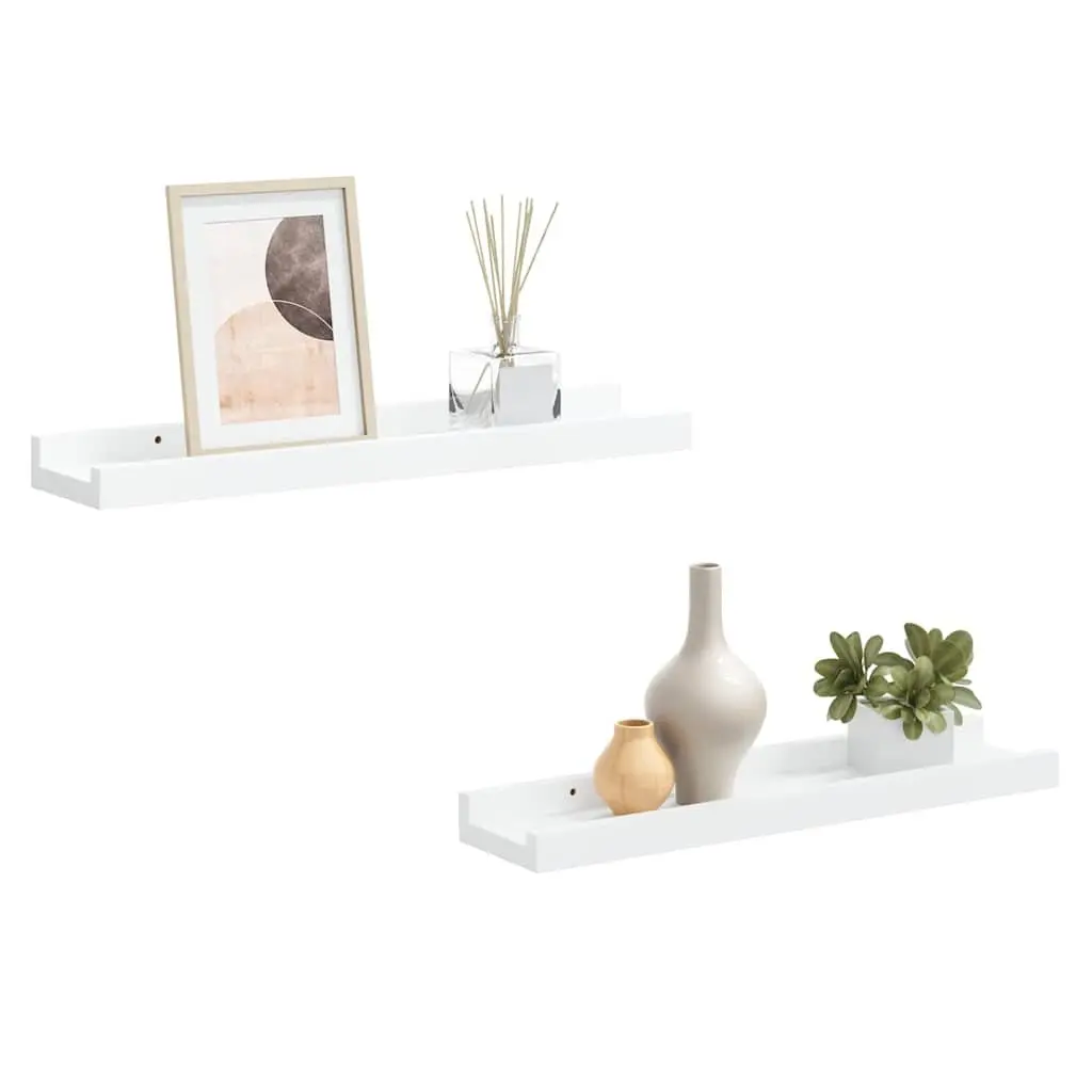 Picture Frame Ledge Shelves Wall-Mounted Display 40x9x3 cm 2 Piece White