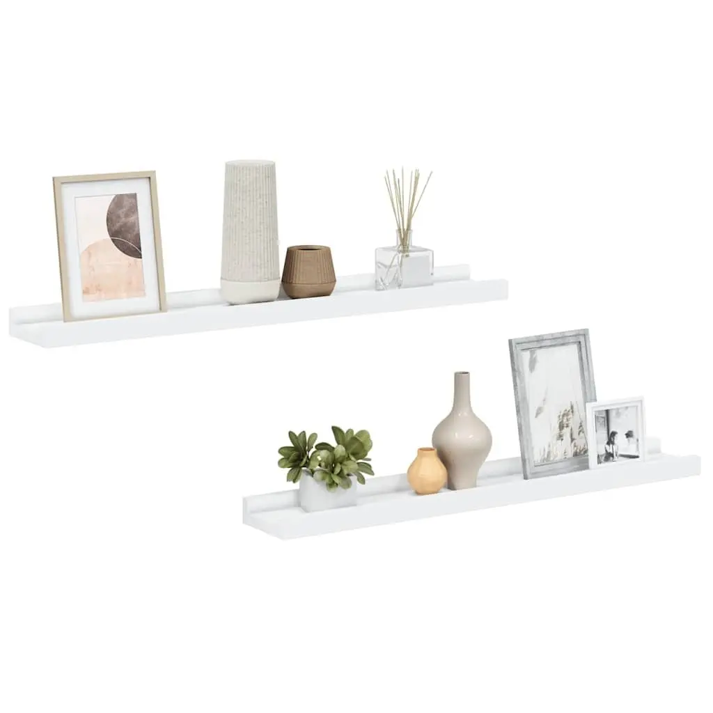 Wall Picture Frame Ledge Shelves for Display 60 x 9 x 3 cm White 2 Piece