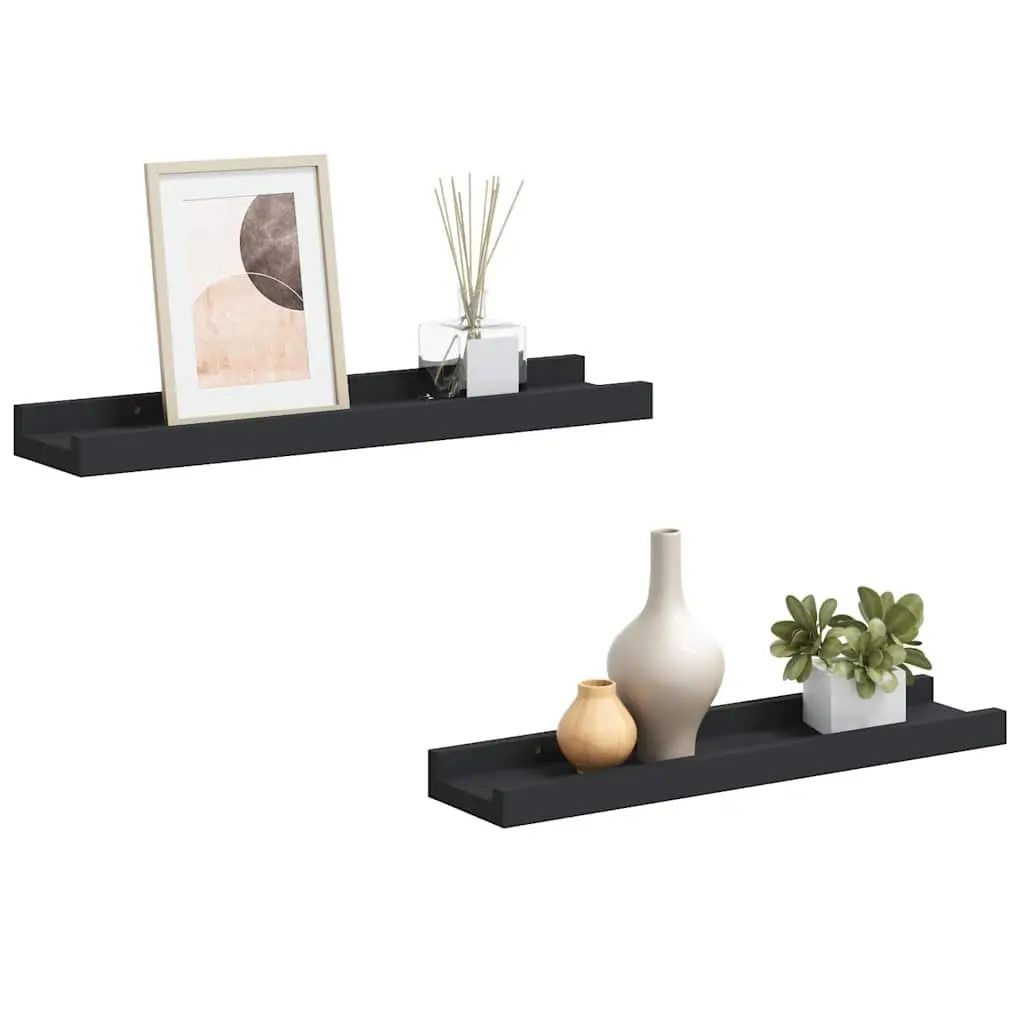 Wall Mounted Picture Ledge Shelves 2pcs Black Floating Display Shelf 40x9x3cm