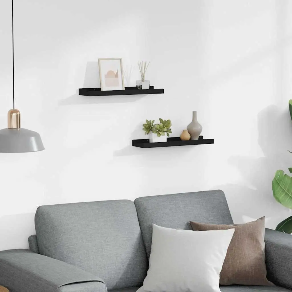 Wall Mounted Picture Ledge Shelves 2pcs Black Floating Display Shelf 40x9x3cm