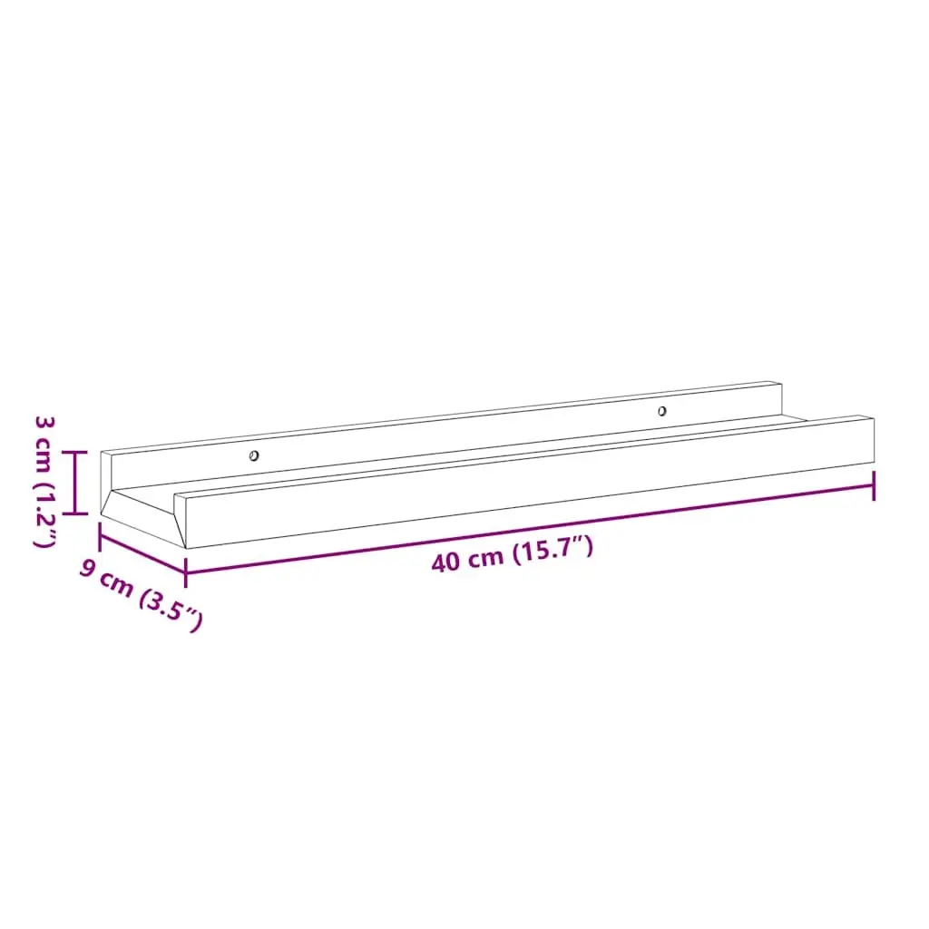 Wall Mounted Picture Ledge Shelves 2pcs Black Floating Display Shelf 40x9x3cm