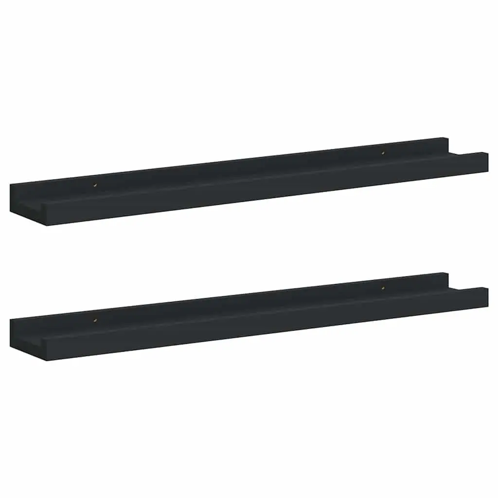 Picture Frame Ledge Shelves 2pcs Wall Mounted Display Shelf Black 60x9x3cm MDF