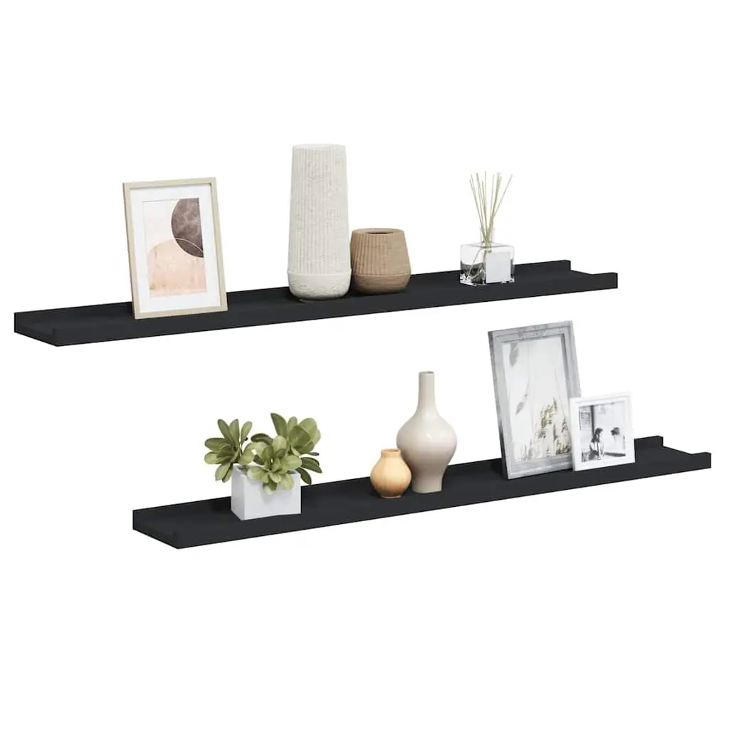 Picture Frame Ledge Shelves 2 pcs Black Wall Mount Floating Display Storage