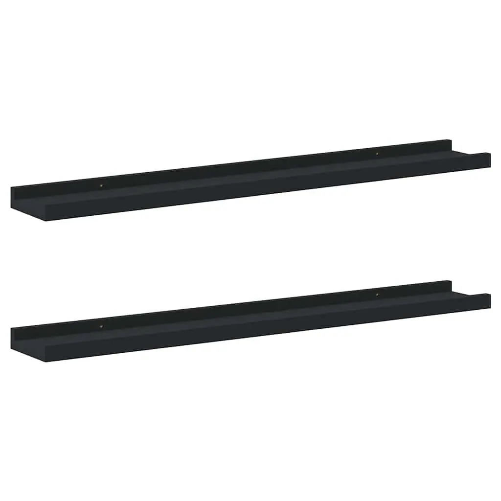 Picture Frame Ledge Shelves 2 pcs Black Wall Mount Floating Display Storage