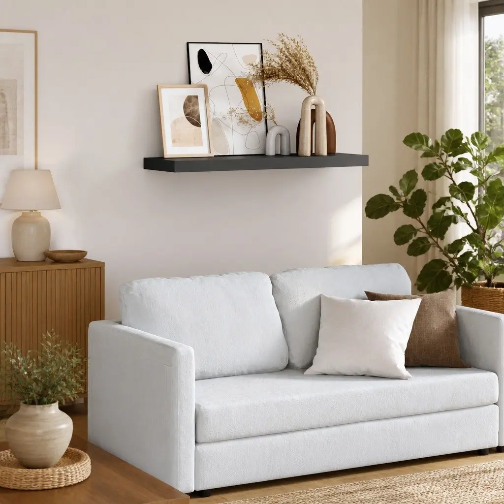 Wall Display Ledge Shelves 2 pc Grey Picture Frame Floating Shelf Decor Storage