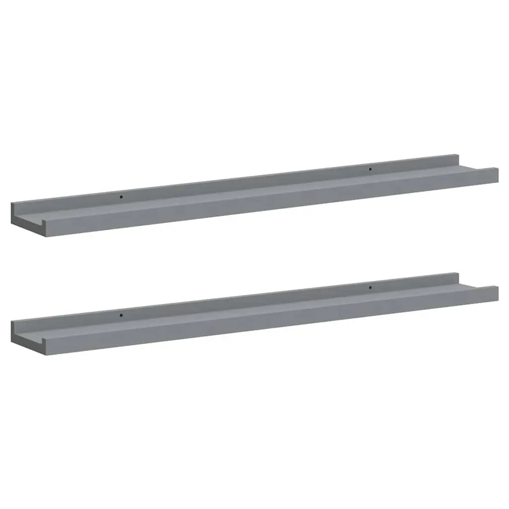 Wall Display Ledge Shelves 2 pc Grey Picture Frame Floating Shelf Decor Storage