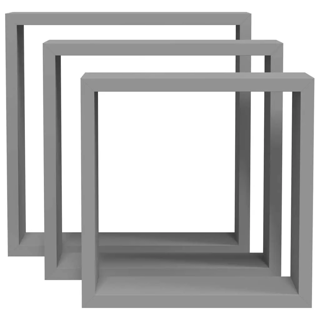 Wall Cube Shelves 3 Pieces Grey Storage Organiser Display Floating Corner Unit
