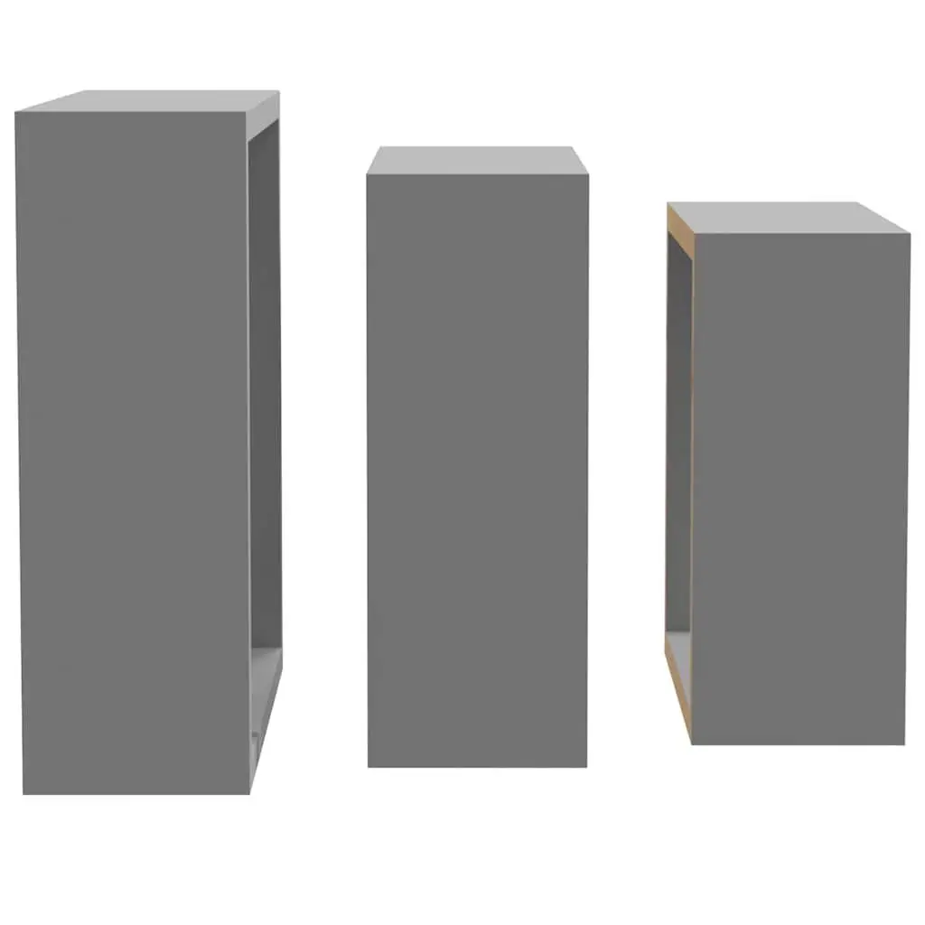 Wall Cube Shelves 3 Pieces Grey Storage Organiser Display Floating Corner Unit