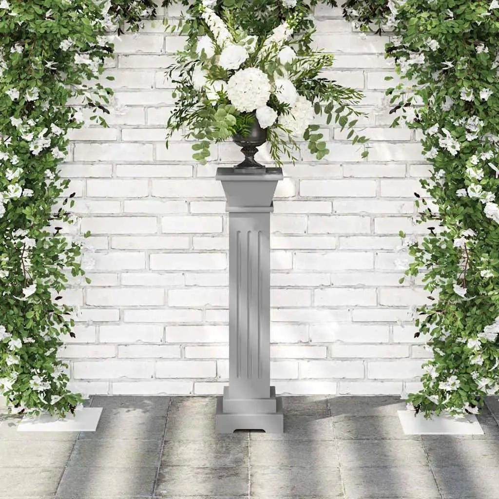 Grey Square Pillar Plant Stand Classic Design Patio Living Room Bedroom Display