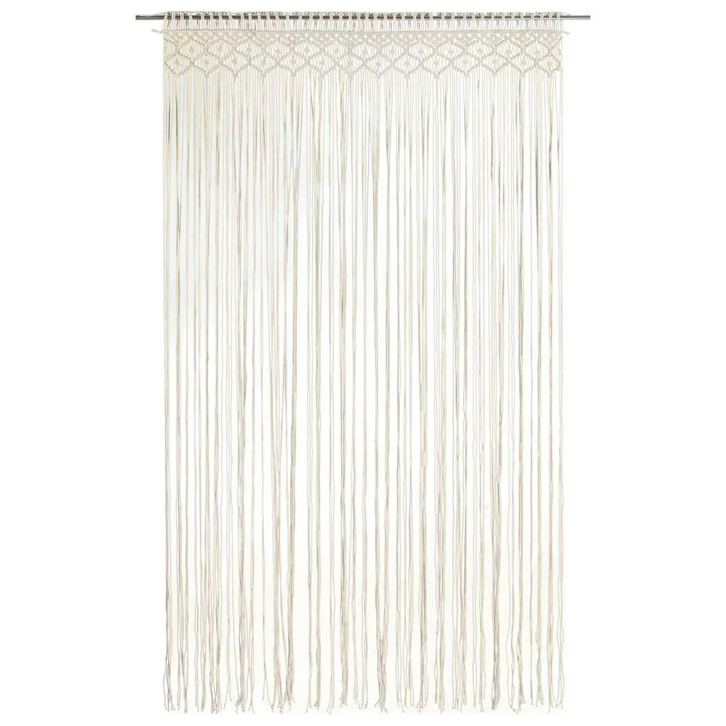 Macrame String Curtain 140x240 cm Cotton Cream Door Window Room Divider Decor
