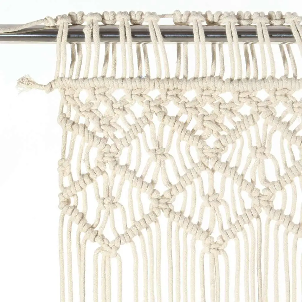 Macrame String Curtain 140x240 cm Cotton Cream Door Window Room Divider Decor