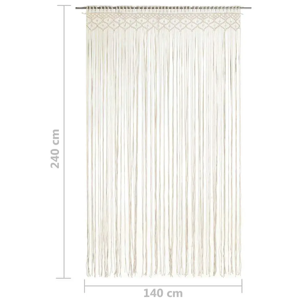 Macrame String Curtain 140x240 cm Cotton Cream Door Window Room Divider Decor