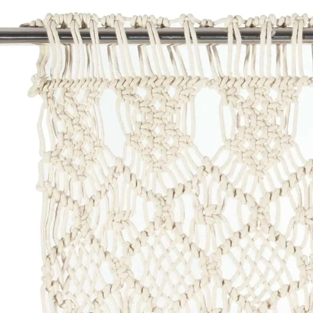 140x240 cm Macrame String Curtain in Cream Cotton
