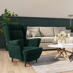 Green Velvet Armchair - Padded Seat and Backrest