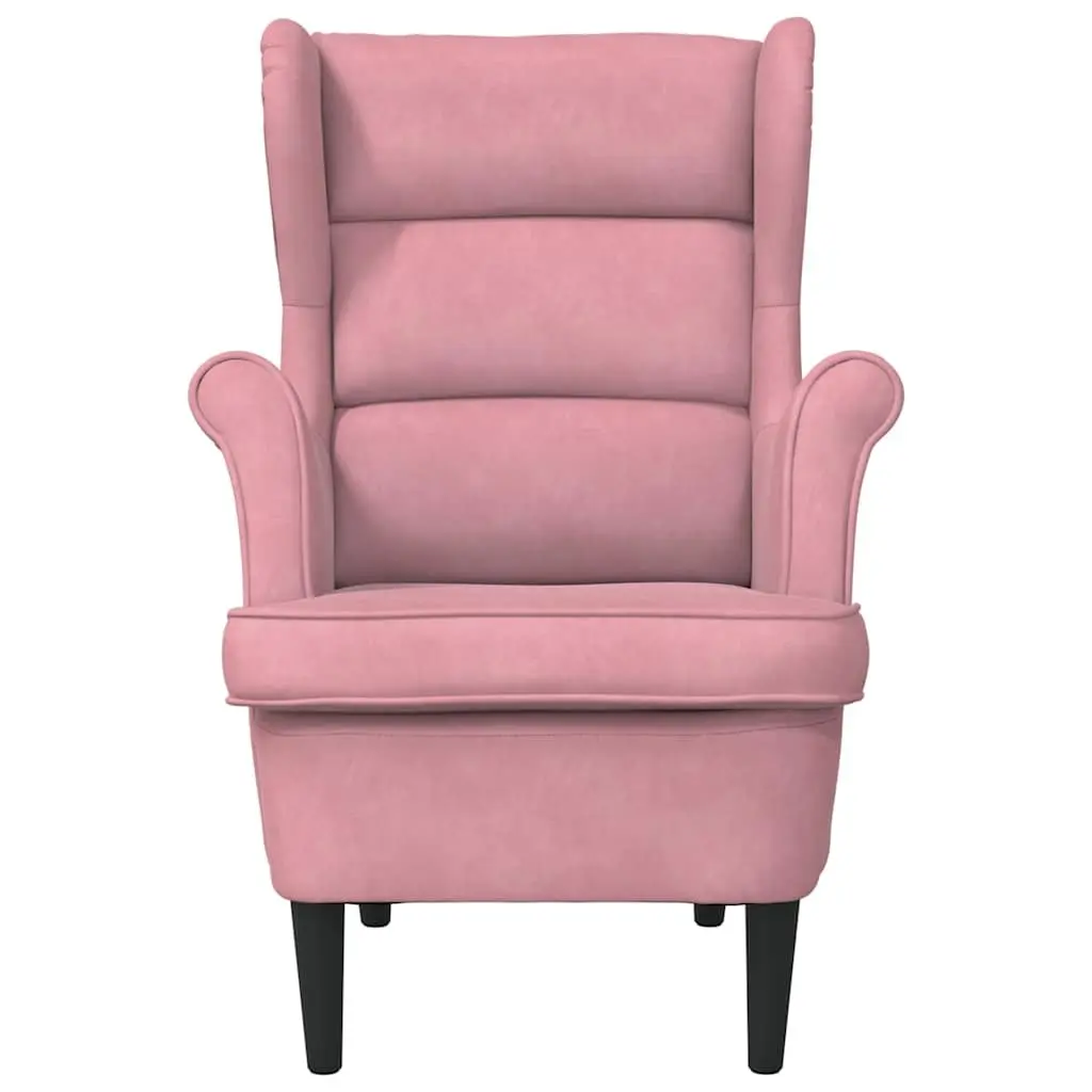 Armchair Pink Velvet Upholstered Living Room Size