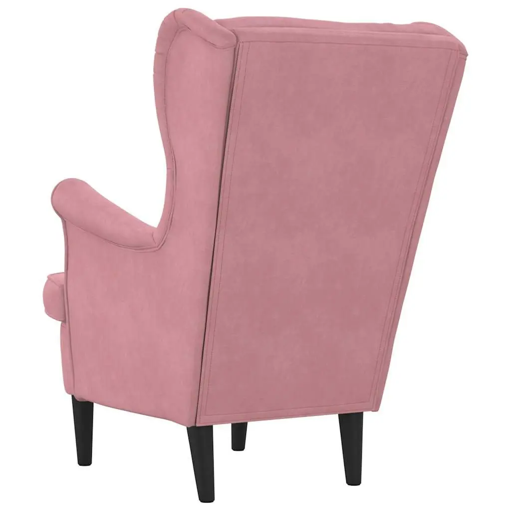 Armchair Pink Velvet Upholstered Living Room Size