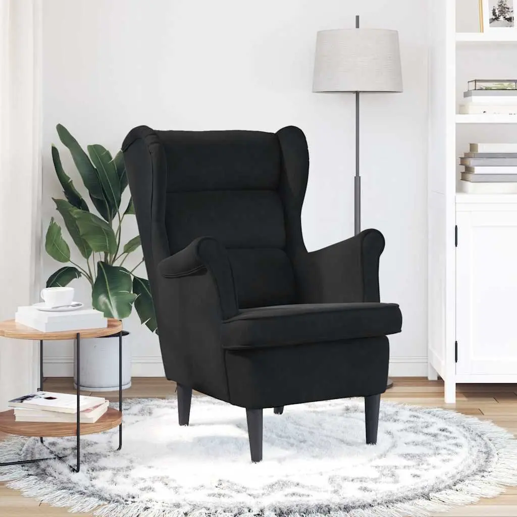 Black Velvet Upholstered Armchair