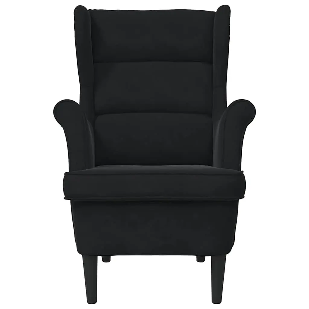 Black Velvet Upholstered Armchair