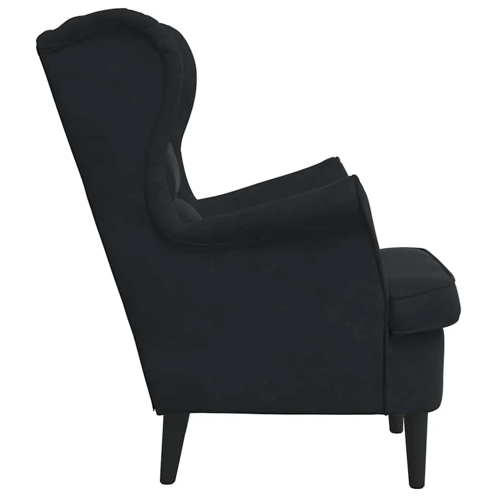 Black Velvet Upholstered Armchair