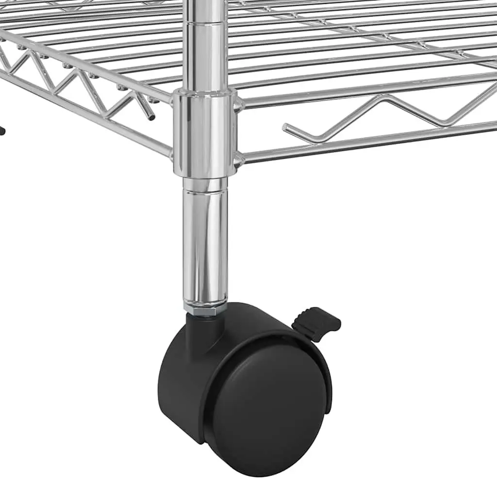 3-Tier Wire Storage Rack with Wheels Industrial Shelving Unit Chrome 60x35x81cm