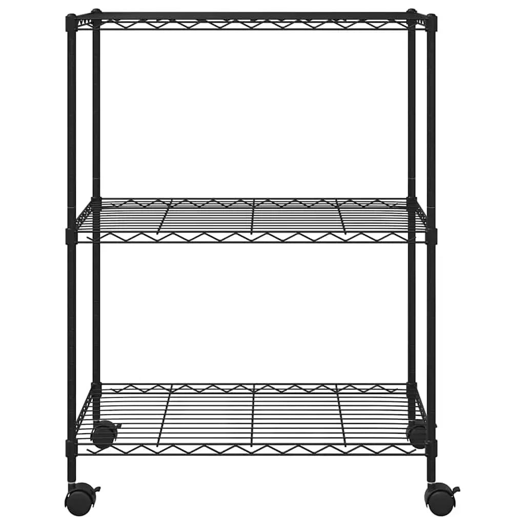 3-Tier Storage Rack for Kitchen Laundry Room 60x35x81cm Black Shelving Unit