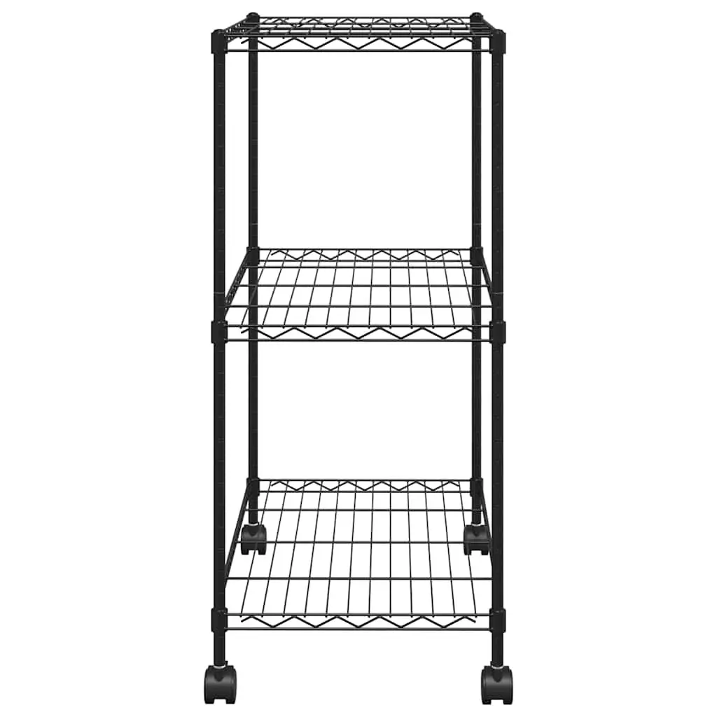 3-Tier Storage Rack for Kitchen Laundry Room 60x35x81cm Black Shelving Unit