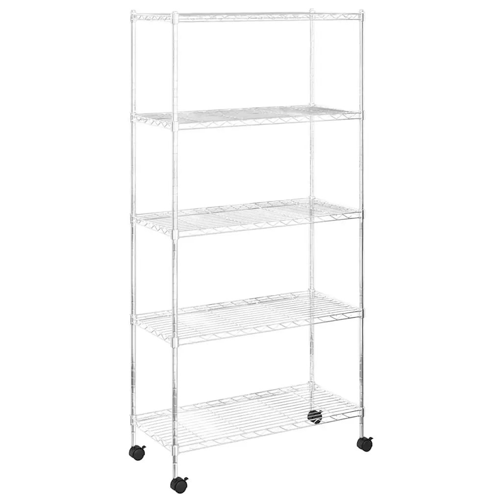 5-Tier Wire Storage Shelf on Wheels Industrial Organization Garage Kitchen