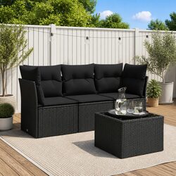 Black Poly Rattan 4-Piece Garden Sofa Set Specifications