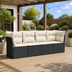 4-Piece Garden Sofa Set: Black Rattan, Modular Design
