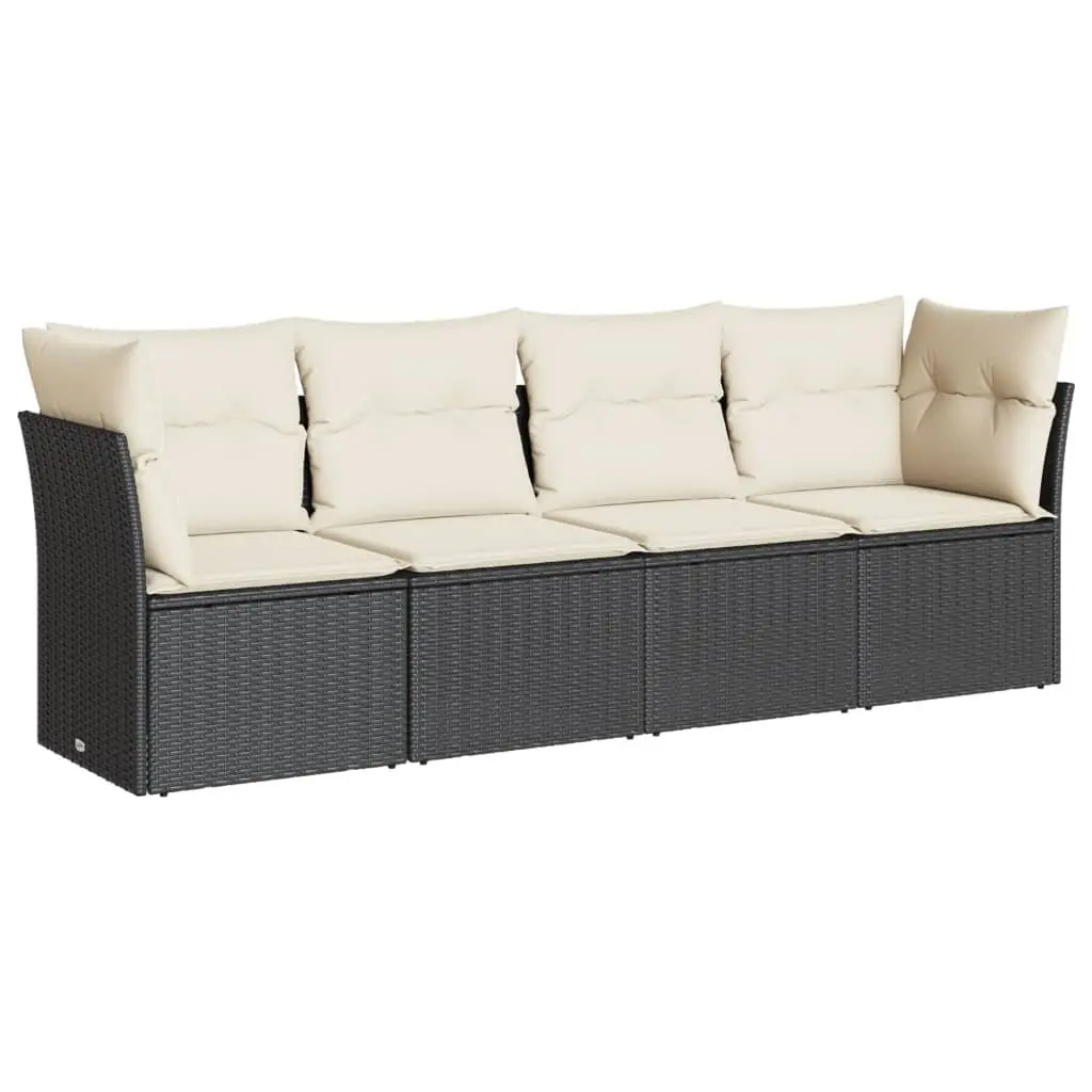 Garden Sofa Set Outdoor Furniture Patio 4 Piece Black Rattan Modular
