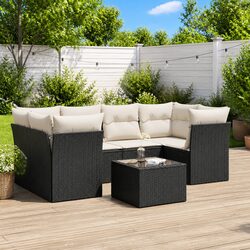 Specifications of 7 Piece Outdoor Sofa Set in Black Rattan