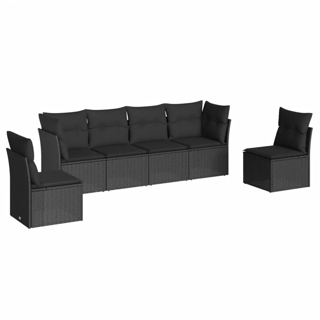 6 Piece Garden Sofa Set with Storage Cushions Outdoor Furniture Black