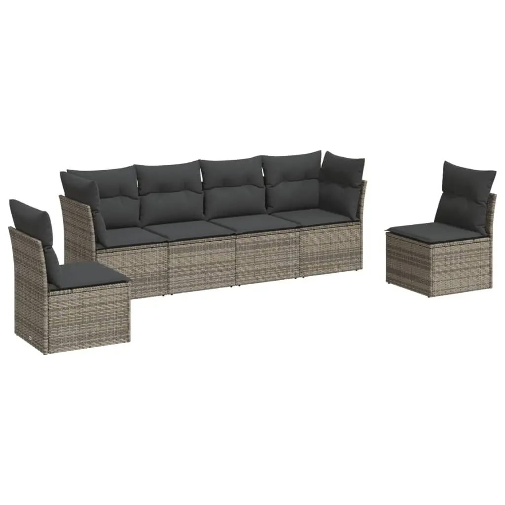 Outdoor Garden Sofa Set 6 Piece Modular Patio Furniture Grey