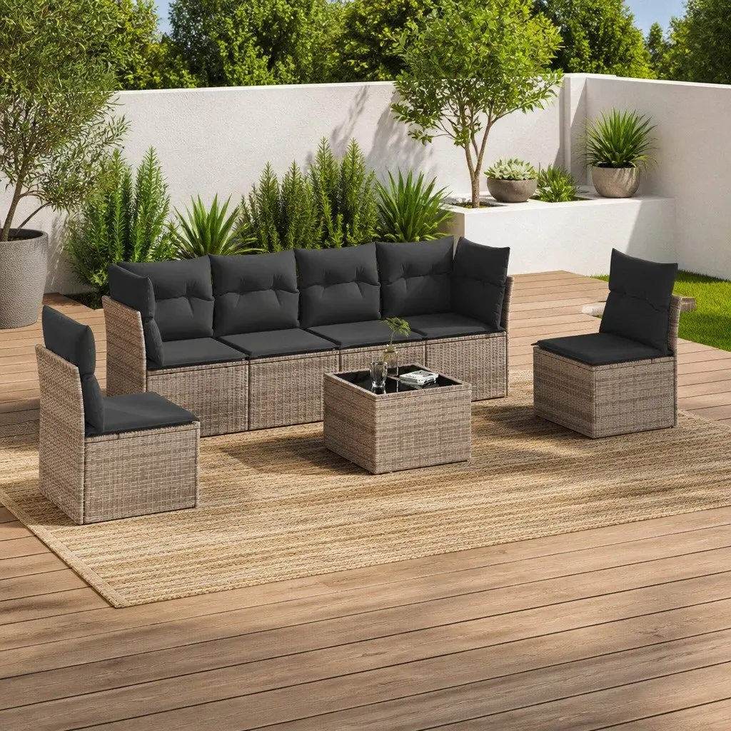 7 Piece Garden Sofa Set in Grey