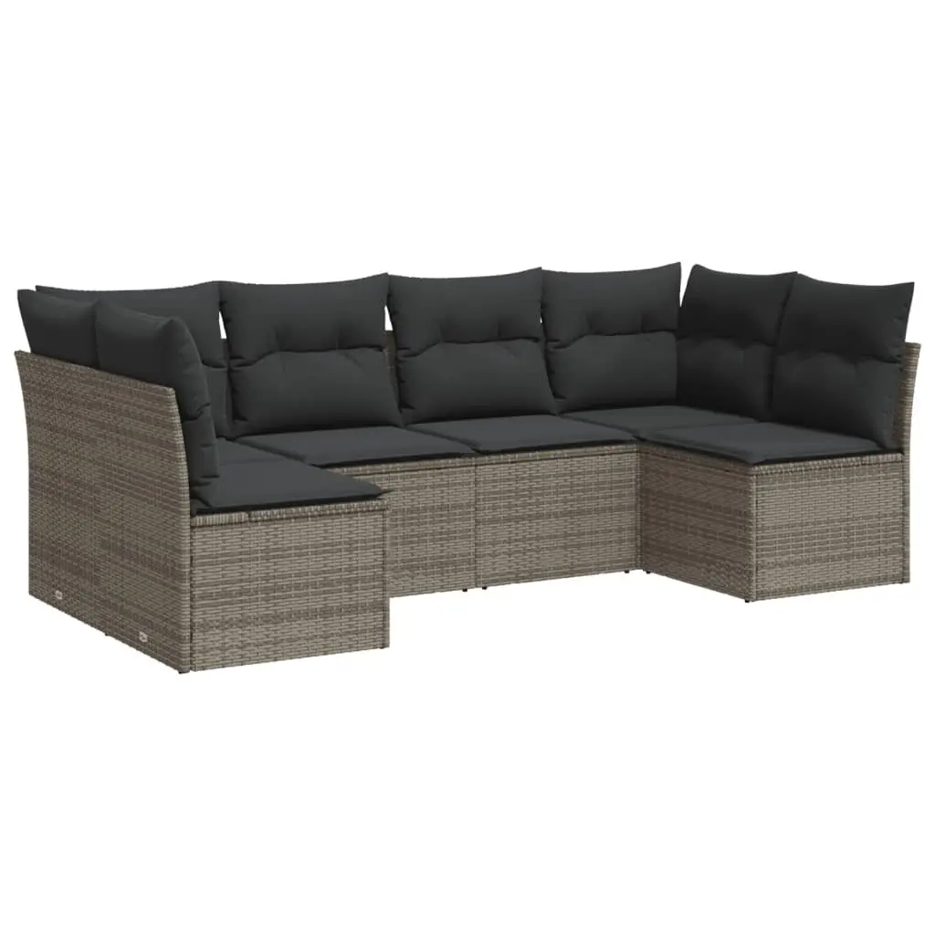 Garden Sofa Set Outdoor Furniture Modular 6 Piece Grey Poly Rattan