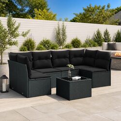 7 Piece Modular Black Rattan Garden Sofa Set Details