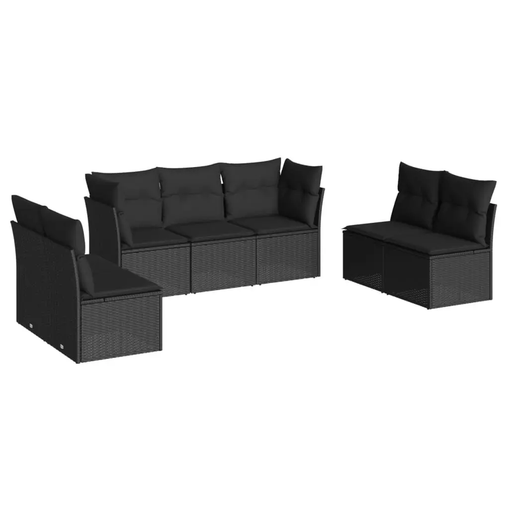 7 Piece Garden Sofa Set Outdoor Furniture Modular Patio Black Poly Rattan