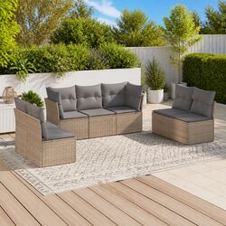 Specifications of 7 Piece Garden Sofa Set: Beige Poly Rattan