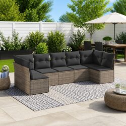 Specifications for 7 Piece Grey Garden Sofa Set with Cushions