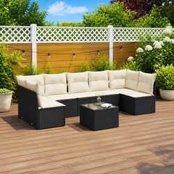 8 Piece Modular Garden Sofa Set with Black PE Rattan