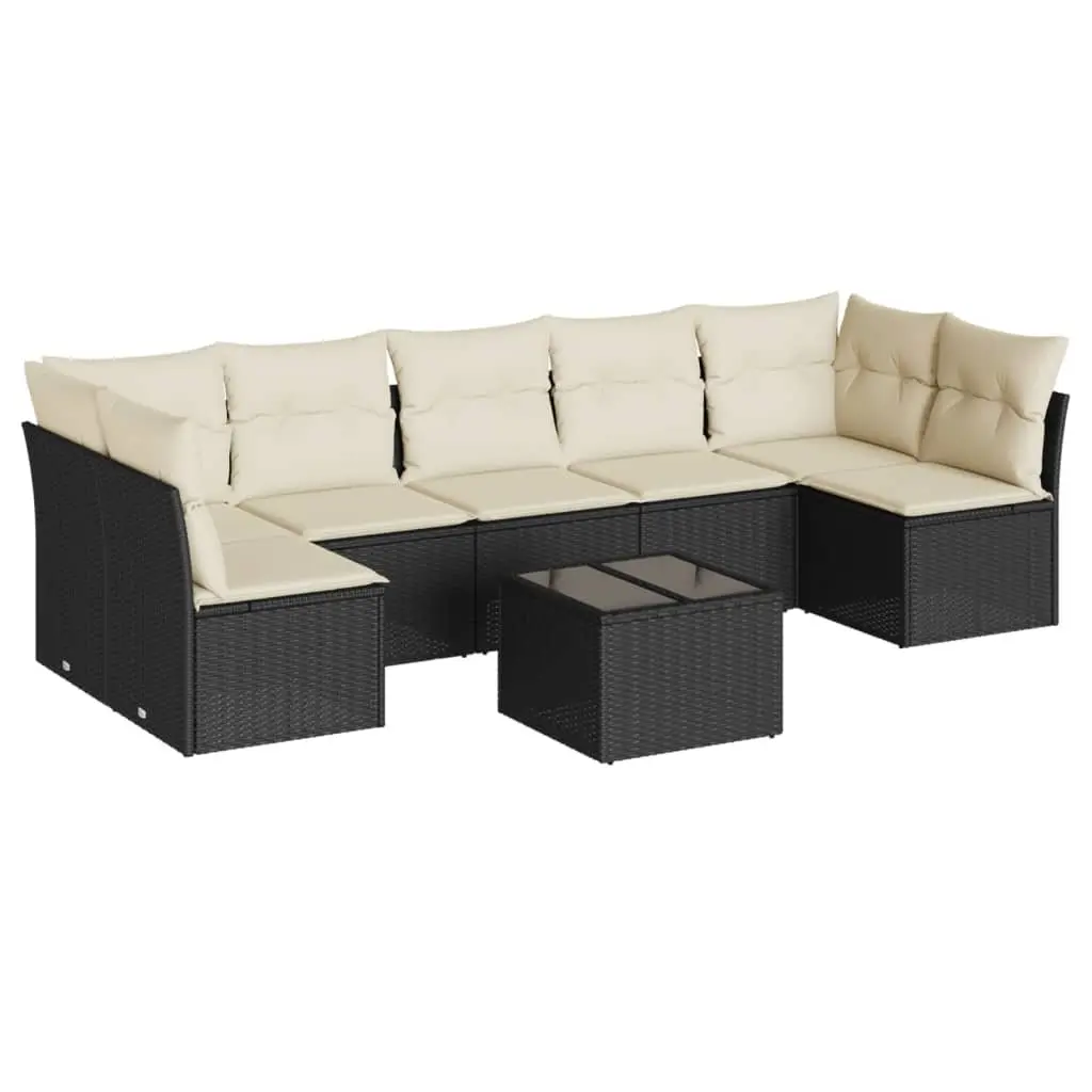 8 Piece Modular Garden Sofa Set with Black PE Rattan