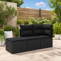 Black Poly Rattan 3-Piece Garden Sofa Set Specifications