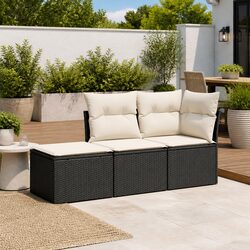 3-Piece Modular Garden Sofa Set with Cushions and Storage